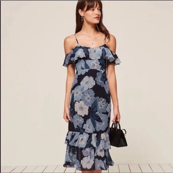 Reformation Odessa Floral Blue Midi Dress - Picture 2 of 11